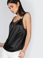 Shein Black Floral Lace Insert Cami Top