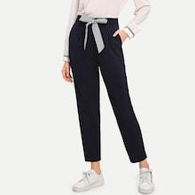 Shein Striped Tie Waist Cigarette Pants