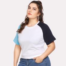 Shein Plus Cut And Sew Raglan Sleeve Tee