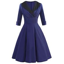 Shein Contrast Lapel Flare Dress