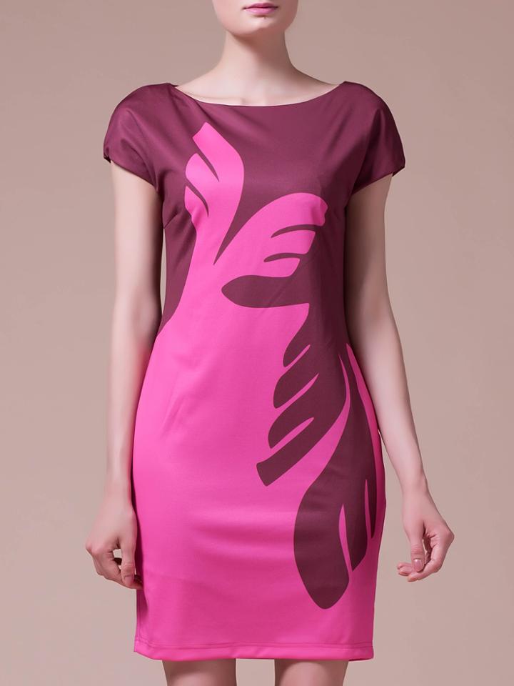 Shein Hot Pink Contrast Wine Short Sleeve Sheath Dress