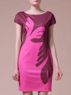 Shein Hot Pink Contrast Wine Short Sleeve Sheath Dress