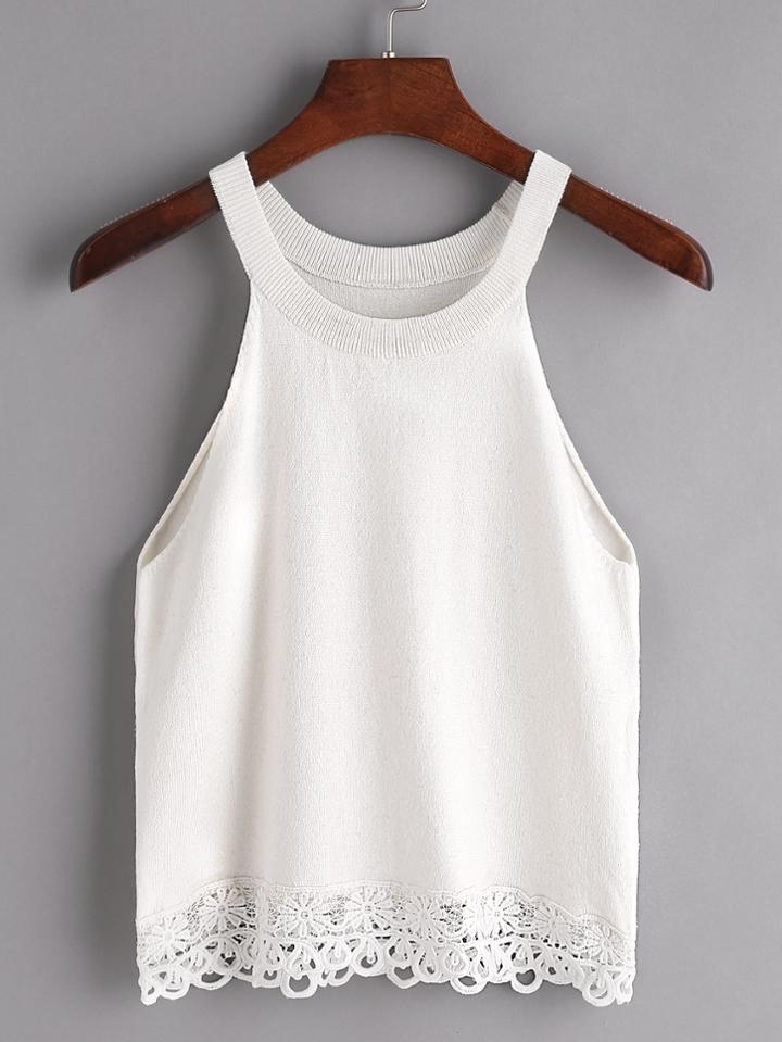 Shein White Knit Halter Neck Top