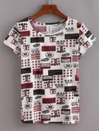 Shein Logo Print White T-shirt