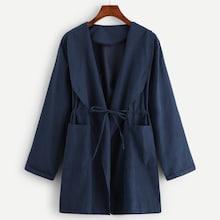 Shein Plus Drawstring Waist Coat