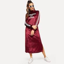 Shein Mock-neck Letter Tunic Dress