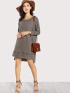 Shein Slit Stepped Hem Cocoon Sweatshirt Dress