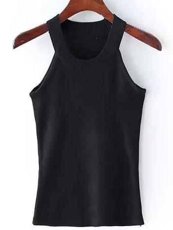 Shein Black Strap Slim Sweater Cami