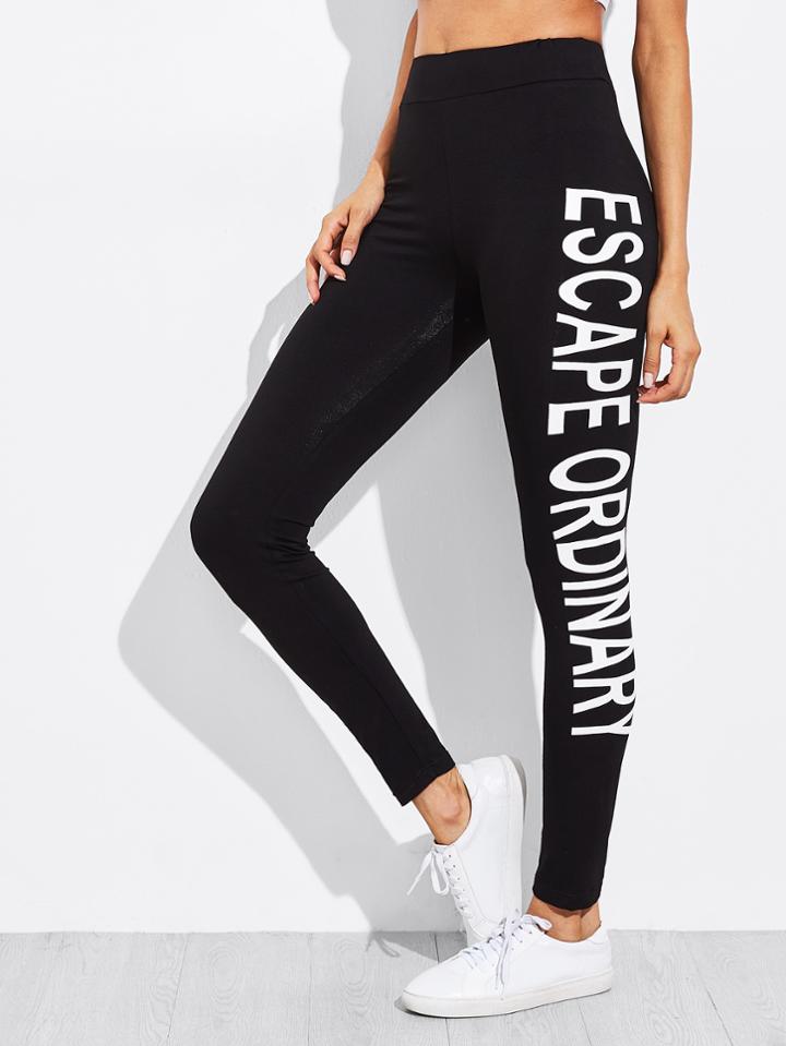 Shein Letter Print One Side Legging
