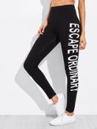 Shein Letter Print One Side Legging