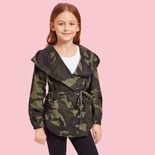 Shein Girls Camo Print Hoodie Jacket