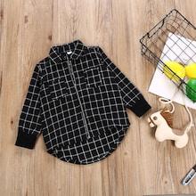 Shein Toddler Boys Plaid Dip Hem Jacket