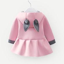 Shein Toddler Girls Ruffle Hem Hooded Coat