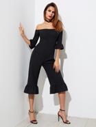Shein Off Shoulder Ruffle Trim Culotte Jumpsuit