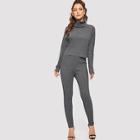 Shein Turtleneck Rib-knit Top & Leggings Set
