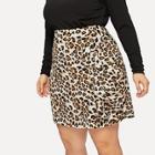 Shein Plus Leopard Print Ruffle Skirt