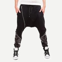 Shein Men Contrast Pu Drawstring Pants