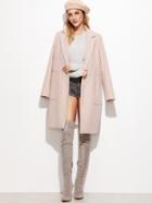 Shein Pink One Button Patch Pocket Front Overcoat
