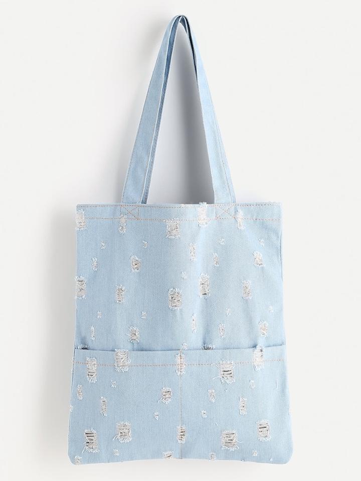 Shein Distressed Denim Tote Bag