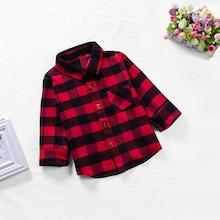 Shein Toddler Boys Plaid Curved Hem Shirt