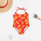 Shein Girls Pineapple Print Halterneck Swimsuit