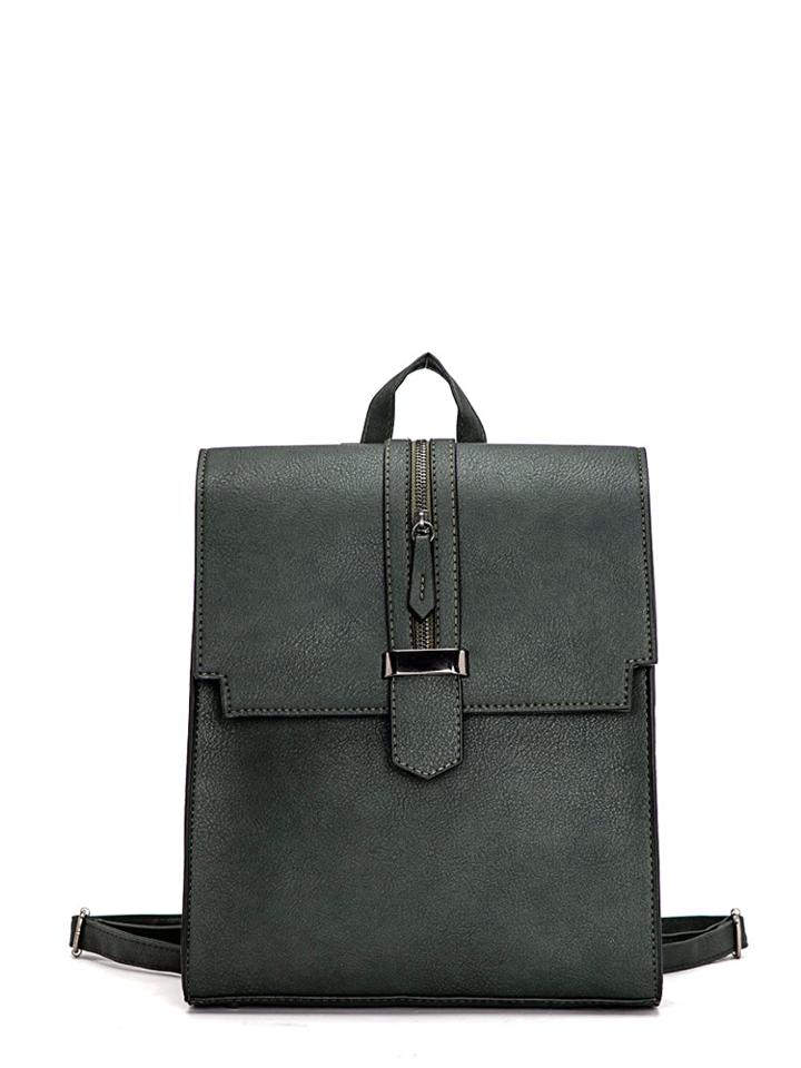 Shein Zip Front Square Pu Satchel Backpack