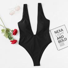 Shein V-plunge Plain Swimsuit