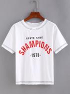 Shein Letter Print Binding T-shirt