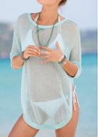 Rosewe Side Slit Asymmetric Light Blue Knitwear