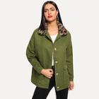 Shein Contrast Faux Fur Collar Drop Shoulder Coat