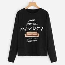 Shein Letter And Sofa Print Tee