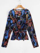 Shein Paisley Print Knotted Front Top