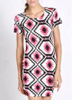 Rosewe Fabulous Short Sleeve Round Neck Mini Dress With Print