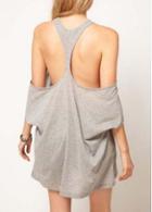 Rosewe Casual Light Grey Round Neck Off Shoulder Tees