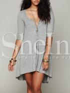 Shein Grey Half Sleeve High Low Dress