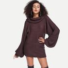 Shein Exaggerated Sleeve Solid Longline Sweater
