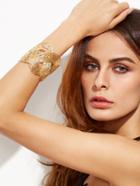 Shein Gold Plated Twisted Statement Wrap Bangle