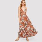 Shein Lace Waist Cutout Back Floral Cami Dress