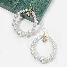 Shein Faux Pearl Beaded Hoop Drop Earrings