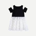 Shein Girls Open Shoulder Colorblock Dress
