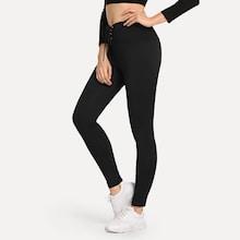 Shein Lace Up Solid Leggings