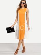 Shein Multicolor Patchwork Sleeveless Knee Length Shift Dress