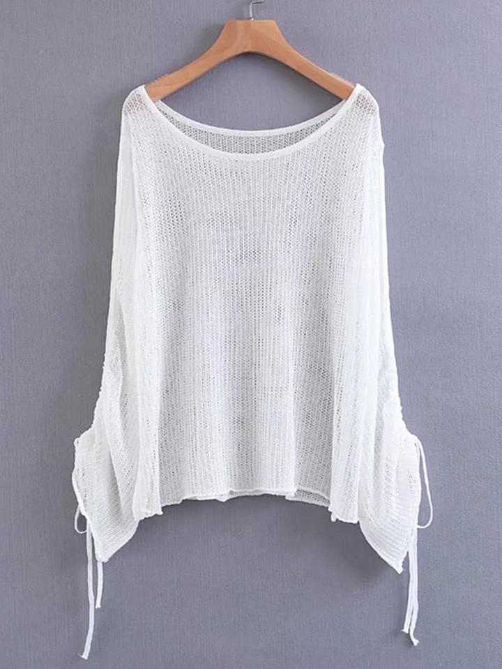 Shein Dolman Sleeve Lace Up Side Sweater