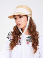 Shein Straw Visor Hat With Lace Strap