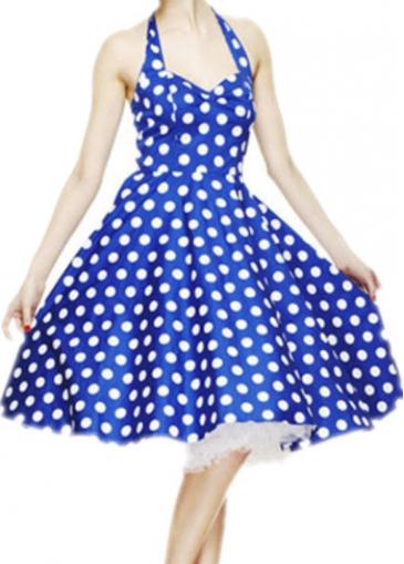 Rosewe Dot Print Halter Neck Skater Dress