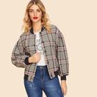 Shein Button Up Plaid 70s Bomber Jacket
