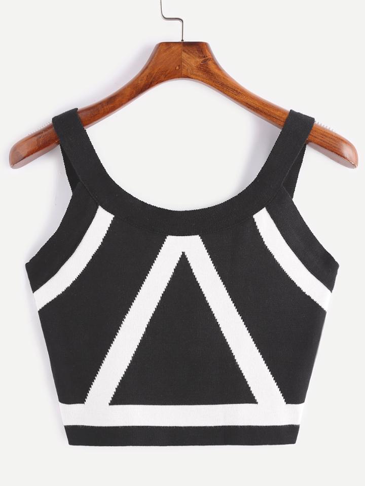 Shein Contrast Trim Crop Knit Tank Top