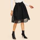 Shein Bow Front Zipper Lace Skirt