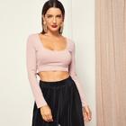 Shein Ribbed Knit Solid Crop Tee