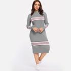 Shein Plus Contrast Striped Sweater Dress
